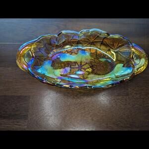 Indiana Marigold Carnival Glass Dish Sunflower